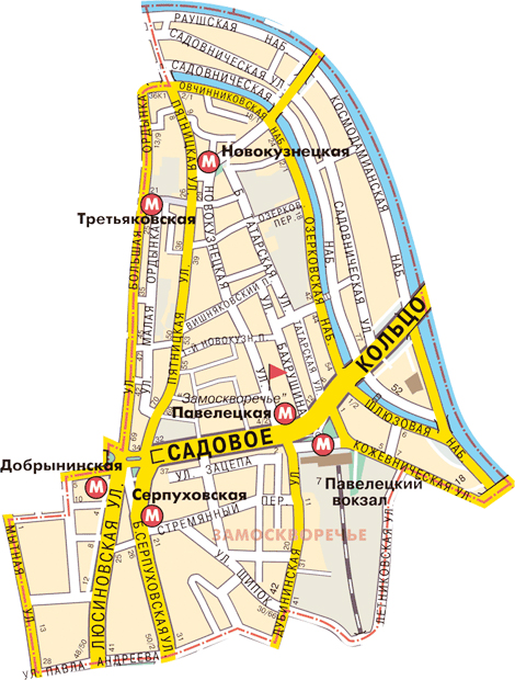 Карта Замоскворечья. Экскурсии по Москве